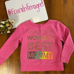 Rainbow Glitter “World’s Best Mommy” Sweatshirt | Hot Pink Fleece | Girls 4T